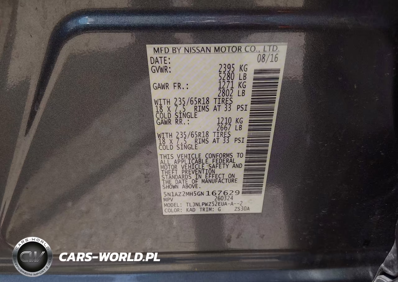2016 Nissan Murano S VIN:5N1AZ2MH5GN167629 - 9