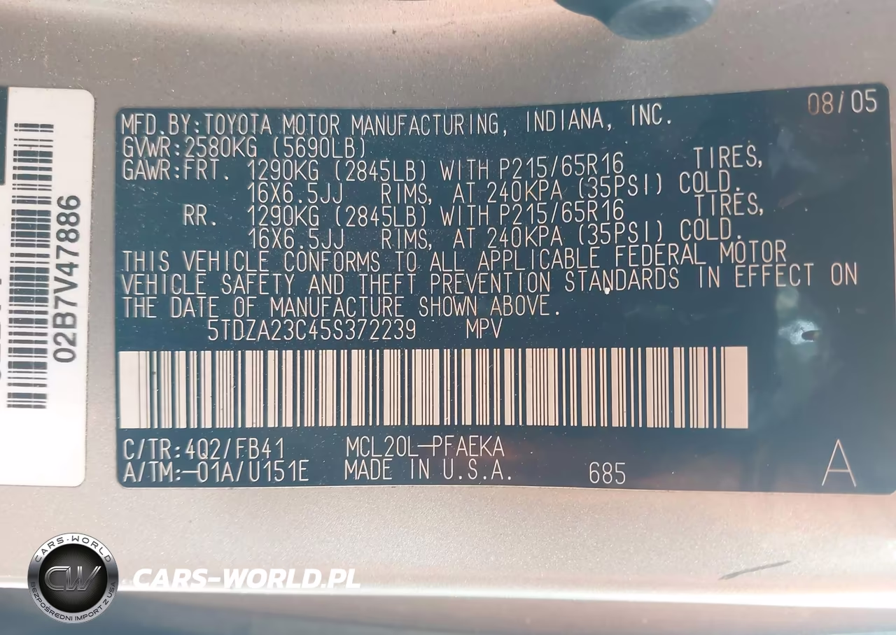 2005 Toyota Sienna Le VIN:5TDZA23C45S372239 - 9