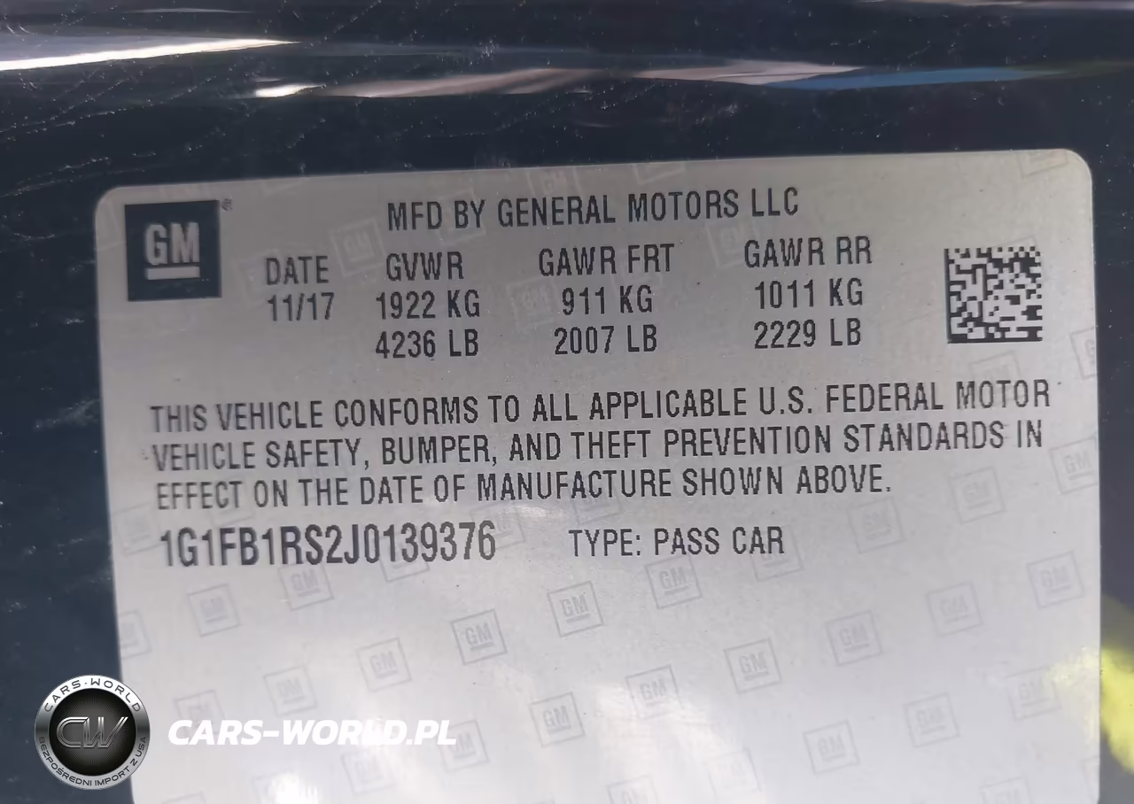 2018 Chevrolet Camaro 1Lt VIN:1G1FB1RS2J0139376 - 9
