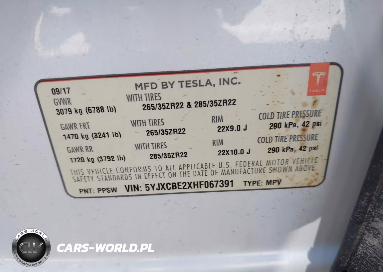 2017 Tesla Model X 100D-75D-90D VIN:5YJXCBE2XHF067391 - 9