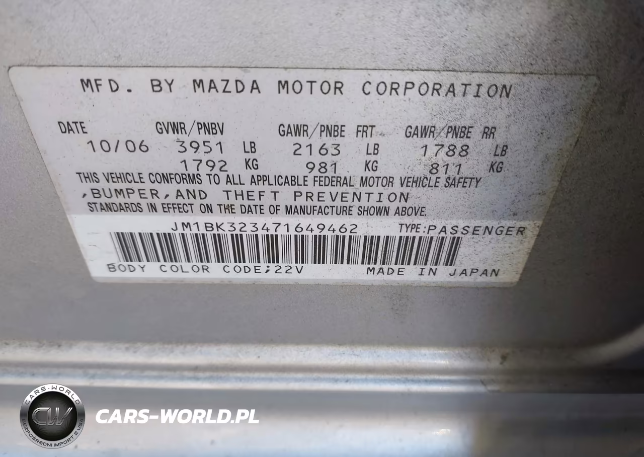 2007 Mazda Mazda3 S Touring VIN:JM1BK323471649462 - 9