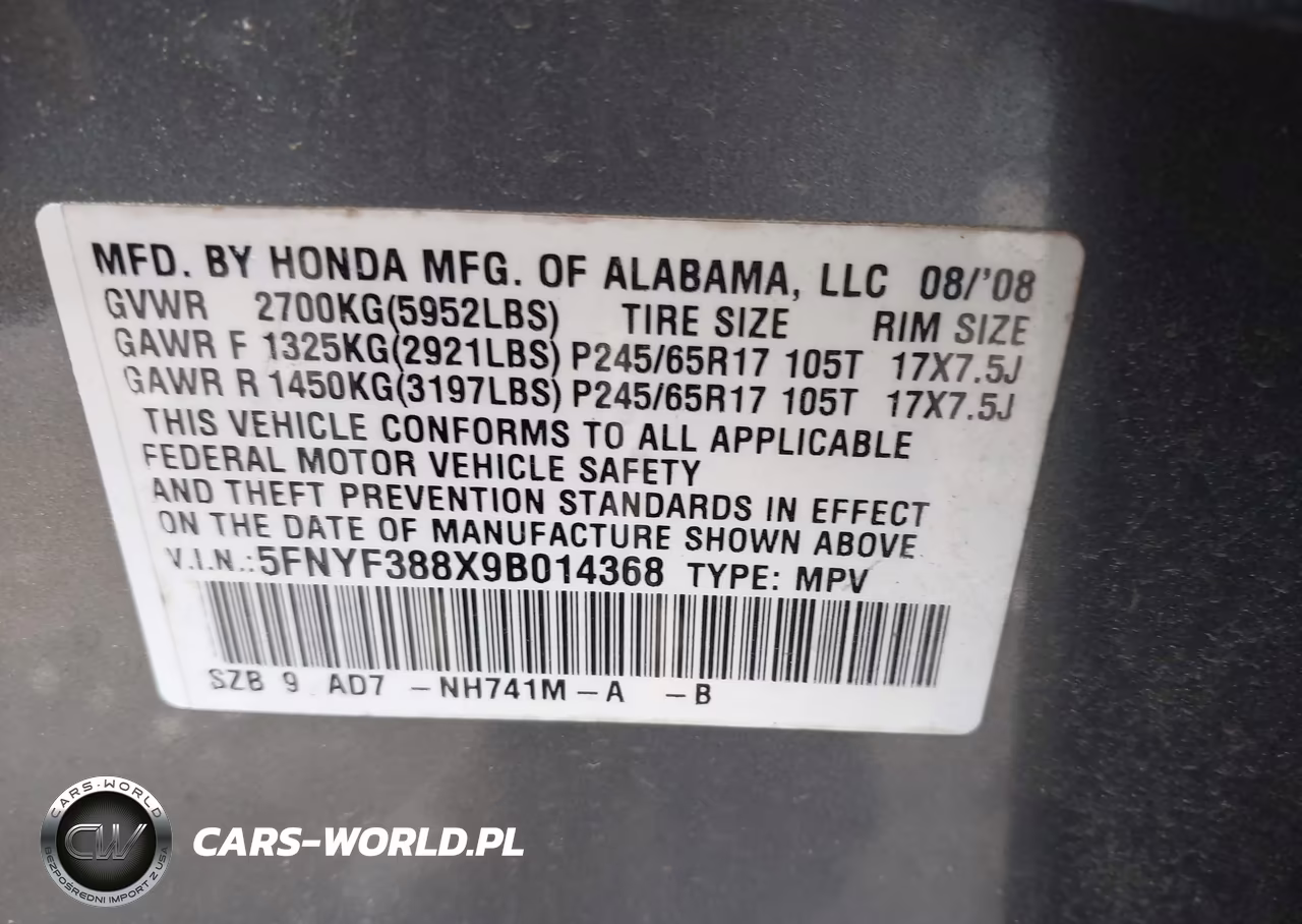 2009 Honda Pilot Touring VIN:5FNYF388X9B014368 - 9