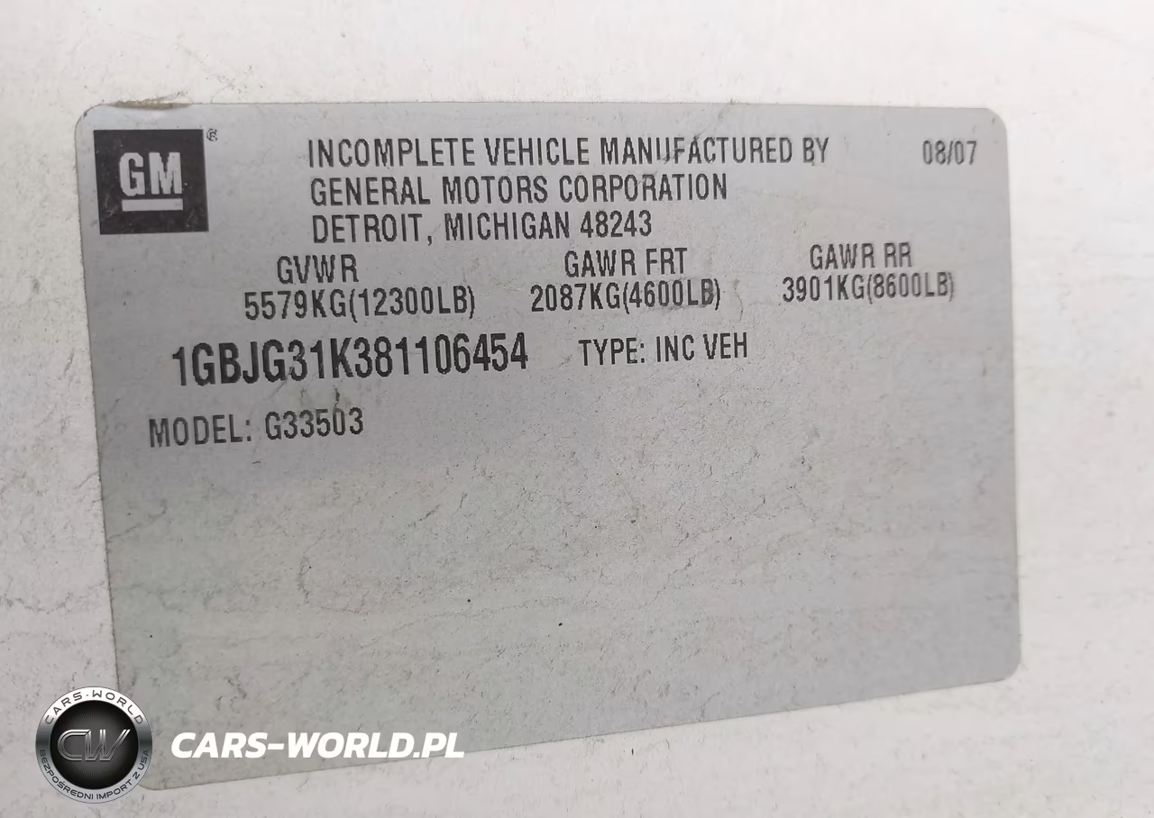 2008 Chevrolet Express Cutaway Work Van VIN:1GBJG31K381106454 - 8