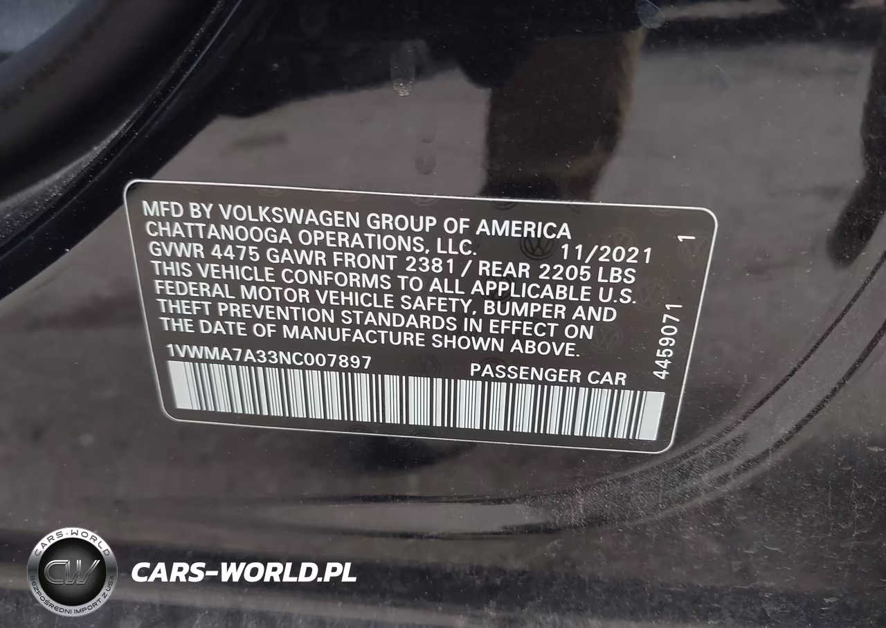 2022 Volkswagen Passat 2.0T R-Line VIN:1VWMA7A33NC007897 - 9