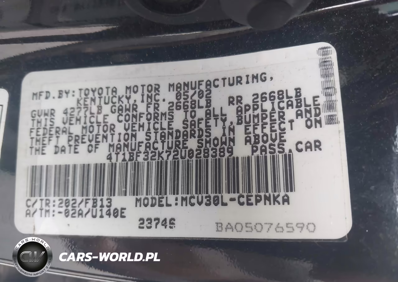 2002 Toyota Camry Le V6 VIN:4T1BF32K72U028389 - 9