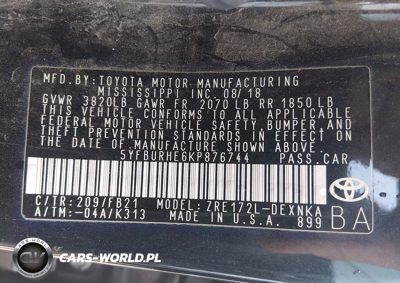 2019 Toyota Corolla Le VIN:5YFBURHE6KP876744 - 9