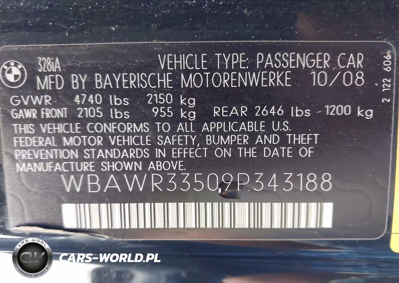 2009 BMW 328I VIN:WBAWR33509P343188 - 9