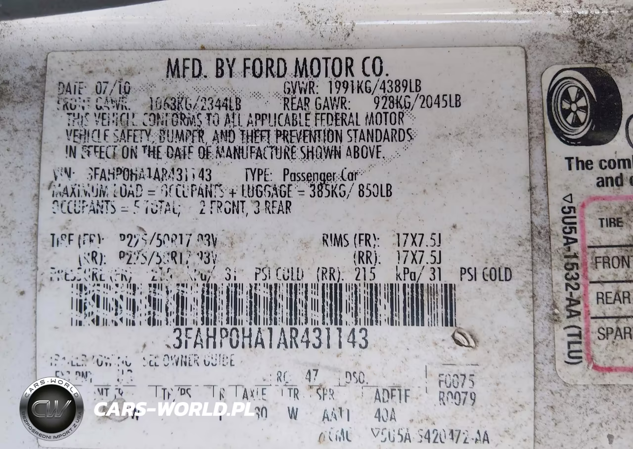 2010 Ford Fusion Se VIN:3FAHP0HA1AR431143 - 9