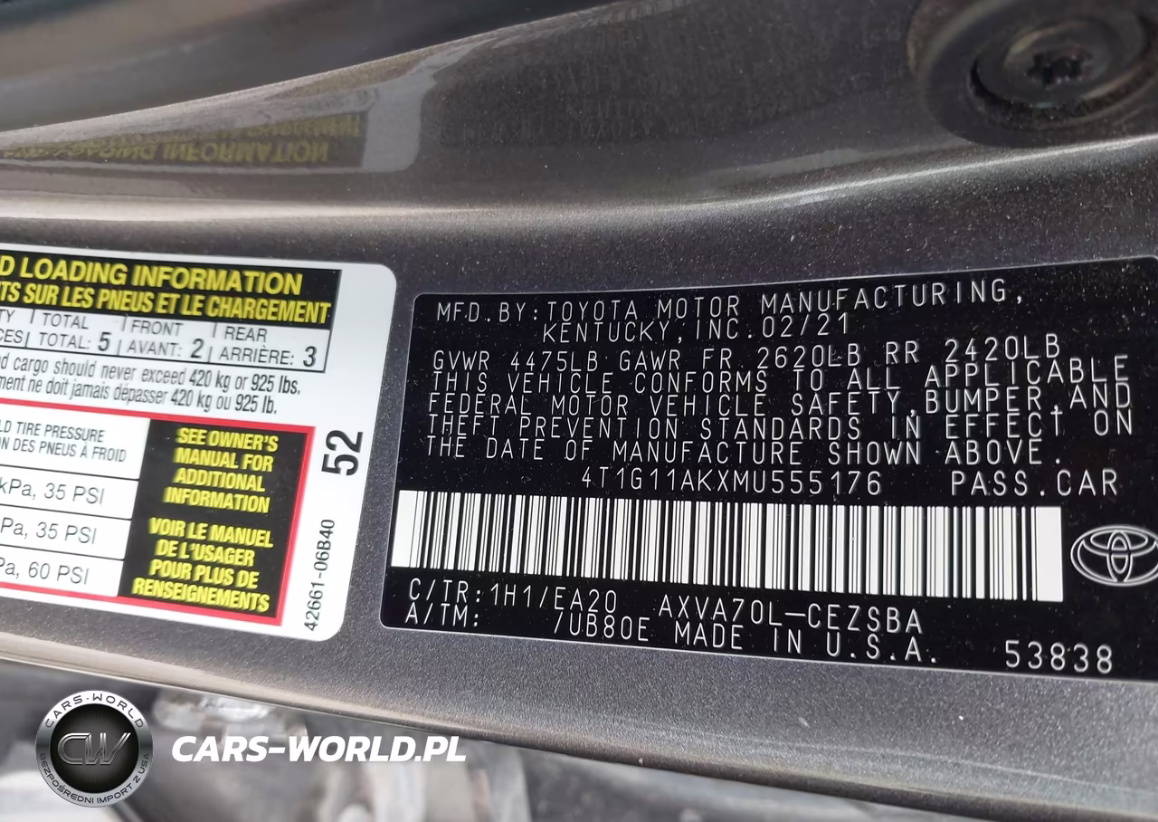 2021 Toyota Camry Se VIN:4T1G11AKXMU555176 - 9