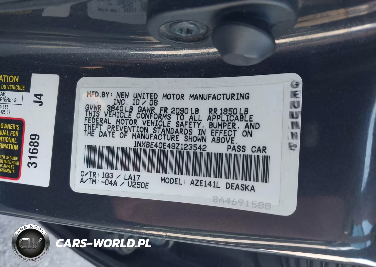 2009 Toyota Corolla Xrs VIN:1NXBE40E49Z123542 - 9