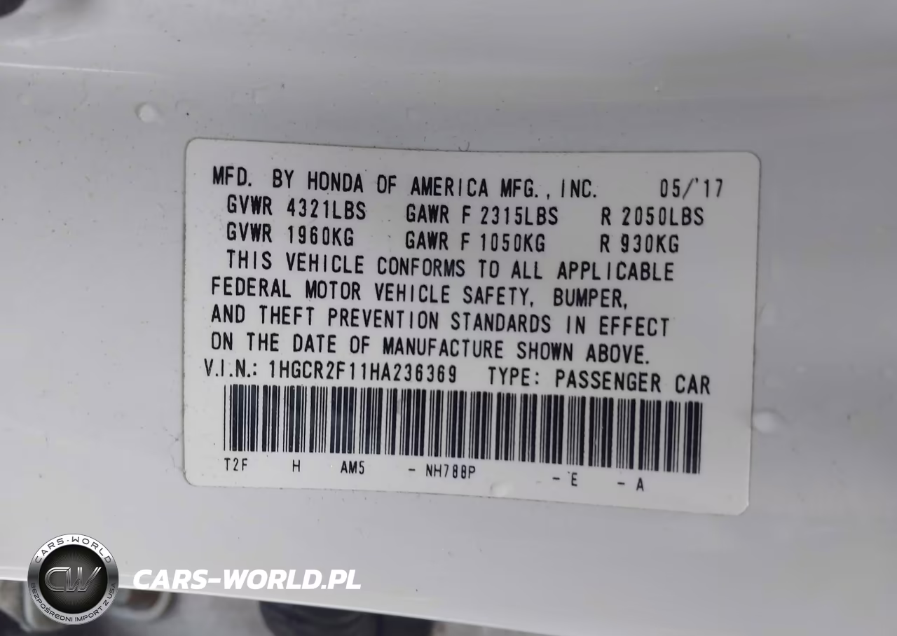 2017 Honda Accord Sport Se VIN:1HGCR2F11HA236369 - 9