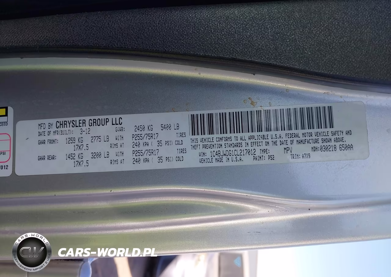 2012 Jeep Wrangler Unlimited Sport VIN:1C4BJWDG1CL217012 - 9