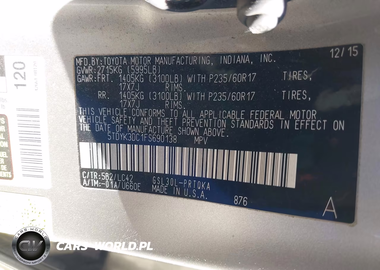 2015 Toyota Sienna Xle 8 Passenger VIN:5TDYK3DC1FS690138 - 9