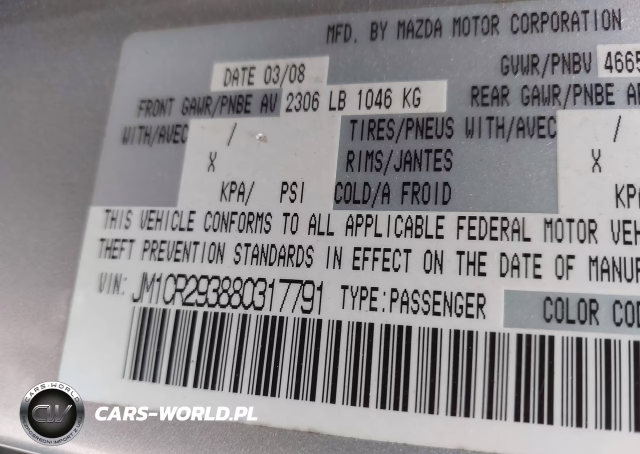 2008 Mazda Mazda5 Sport VIN:JM1CR293880317791 - 9