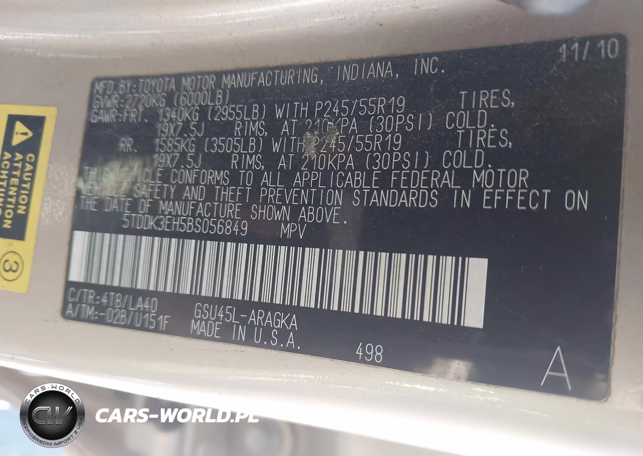 2011 Toyota Highlander Limited V6 VIN:5TDDK3EH5BS056849 - 9