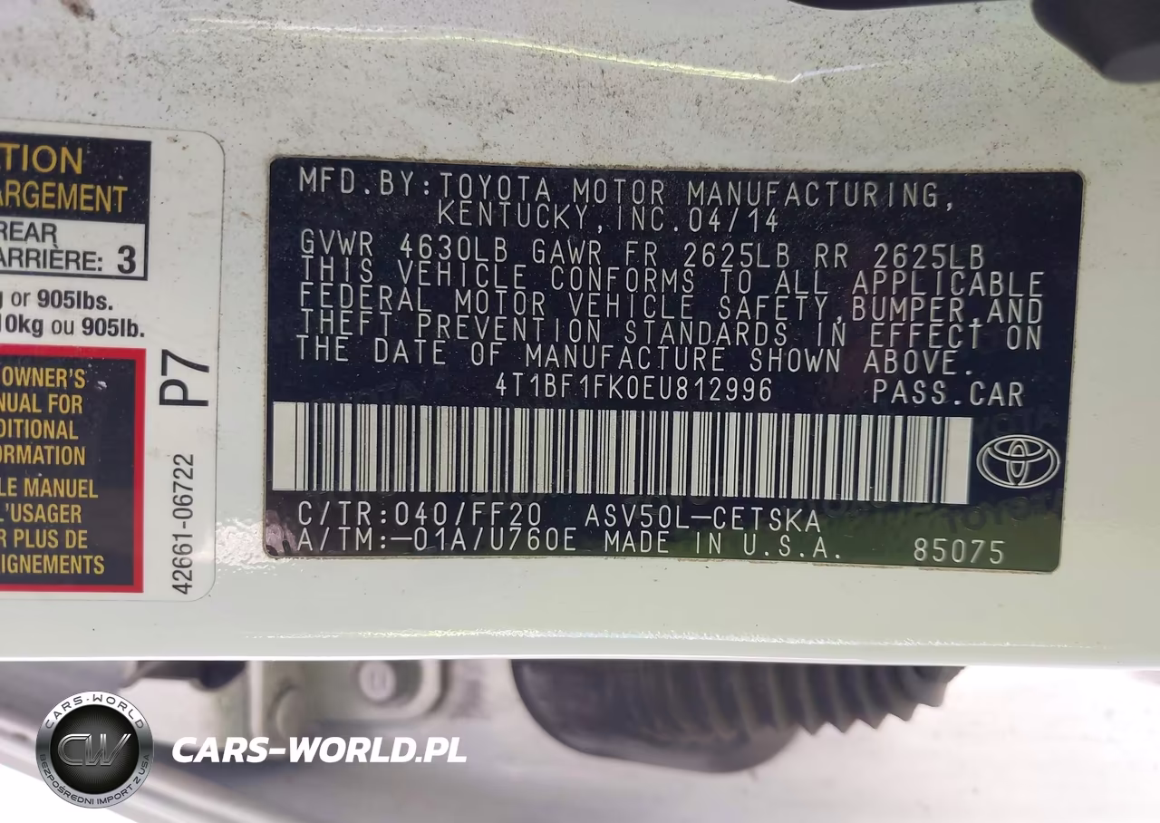 2014 Toyota Camry Se VIN:4T1BF1FK0EU812996 - 9