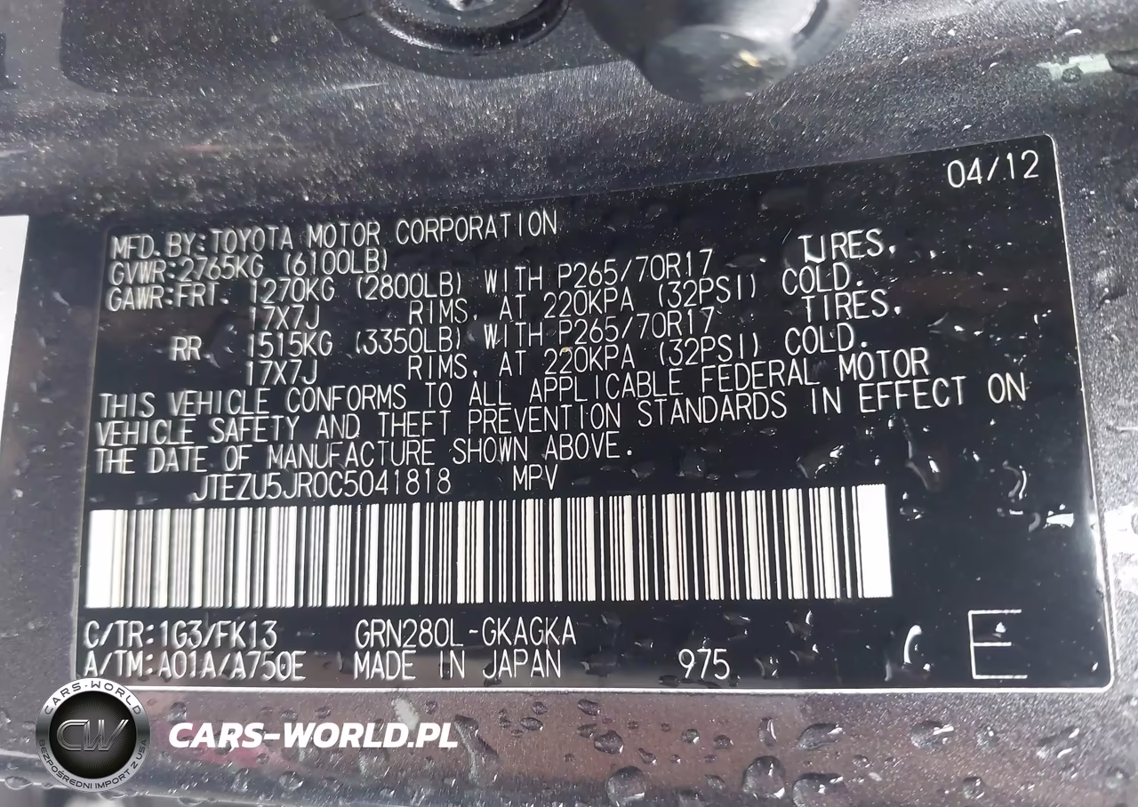 2012 Toyota 4Runner Sr5 VIN:JTEZU5JR0C5041818 - 9