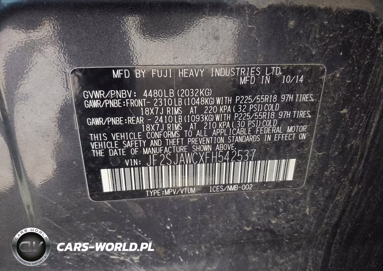 2015 Subaru Forester 2.5I Touring VIN:JF2SJAWCXFH542537 - 9