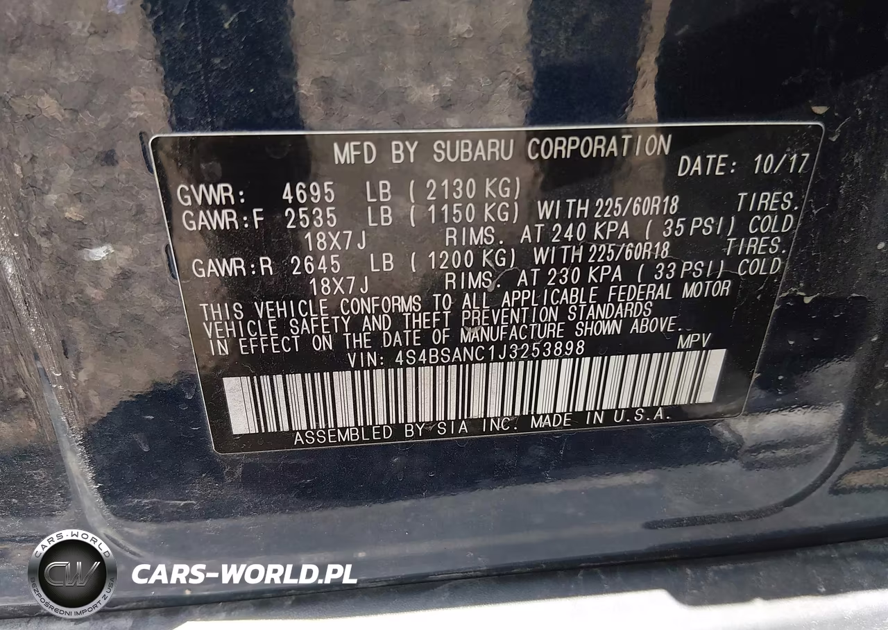 2018 Subaru Outback 2.5I Limited VIN:4S4BSANC1J3253898 - 9