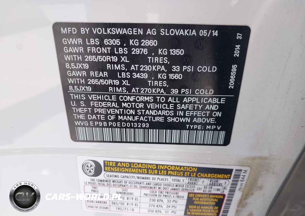 2014 Volkswagen Touareg Tdi Lux VIN:WVGEP9BP0ED013293 - 9