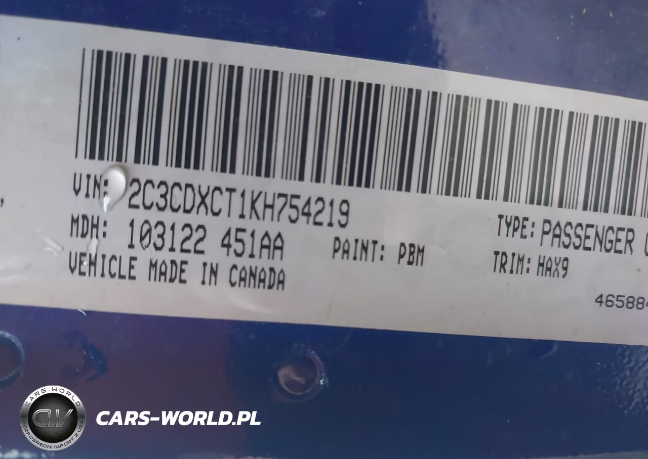 2019 Dodge Charger R-T Rwd VIN:2C3CDXCT1KH754219 - 9