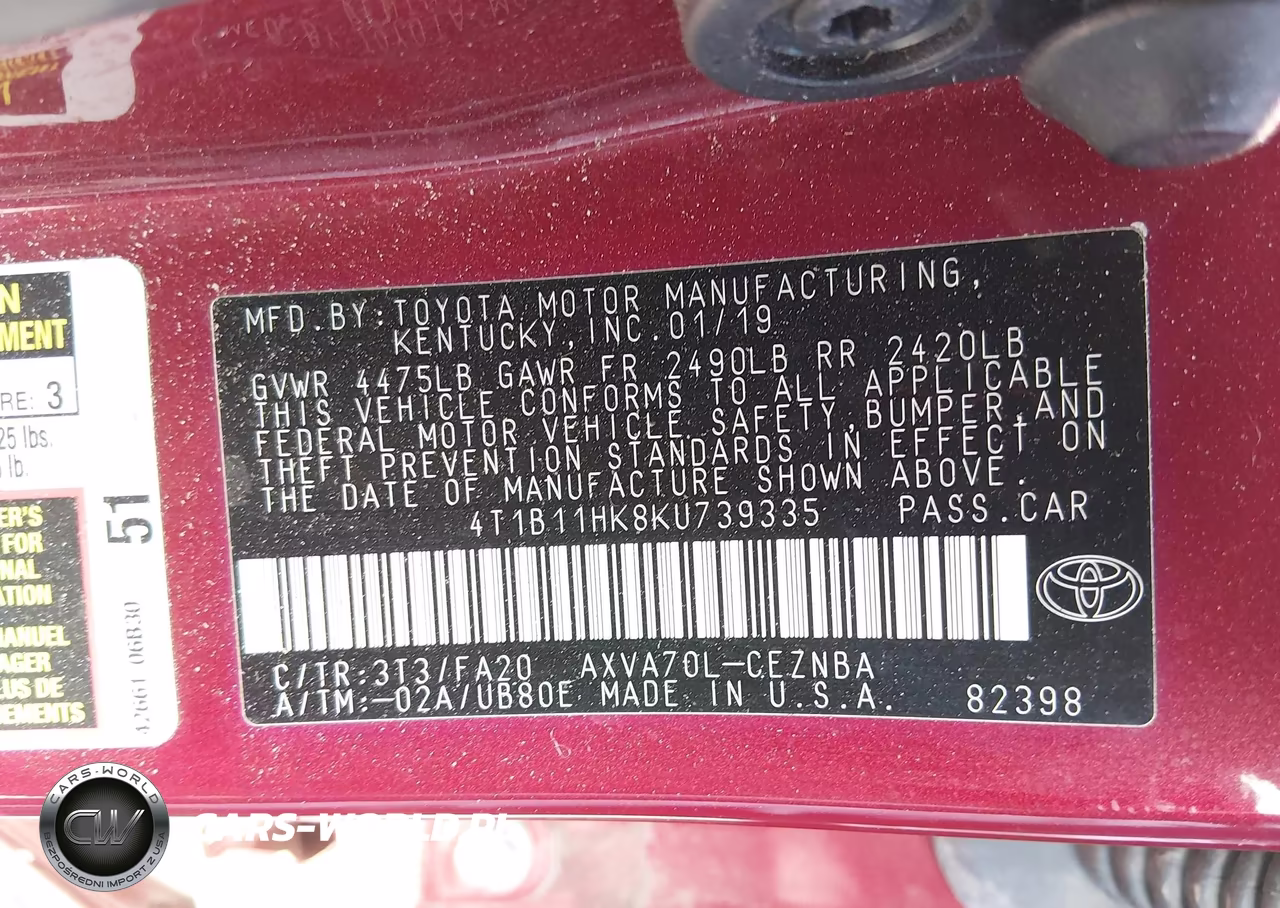 2019 Toyota Camry Le VIN:4T1B11HK8KU739335 - 9