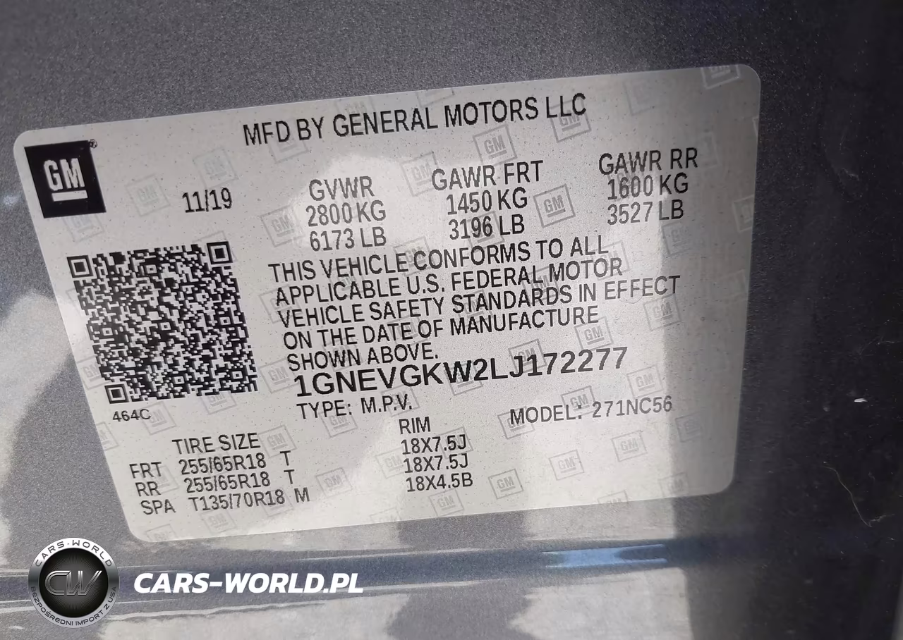 2020 Chevrolet Traverse Awd Lt Cloth VIN:1GNEVGKW2LJ172277 - 9