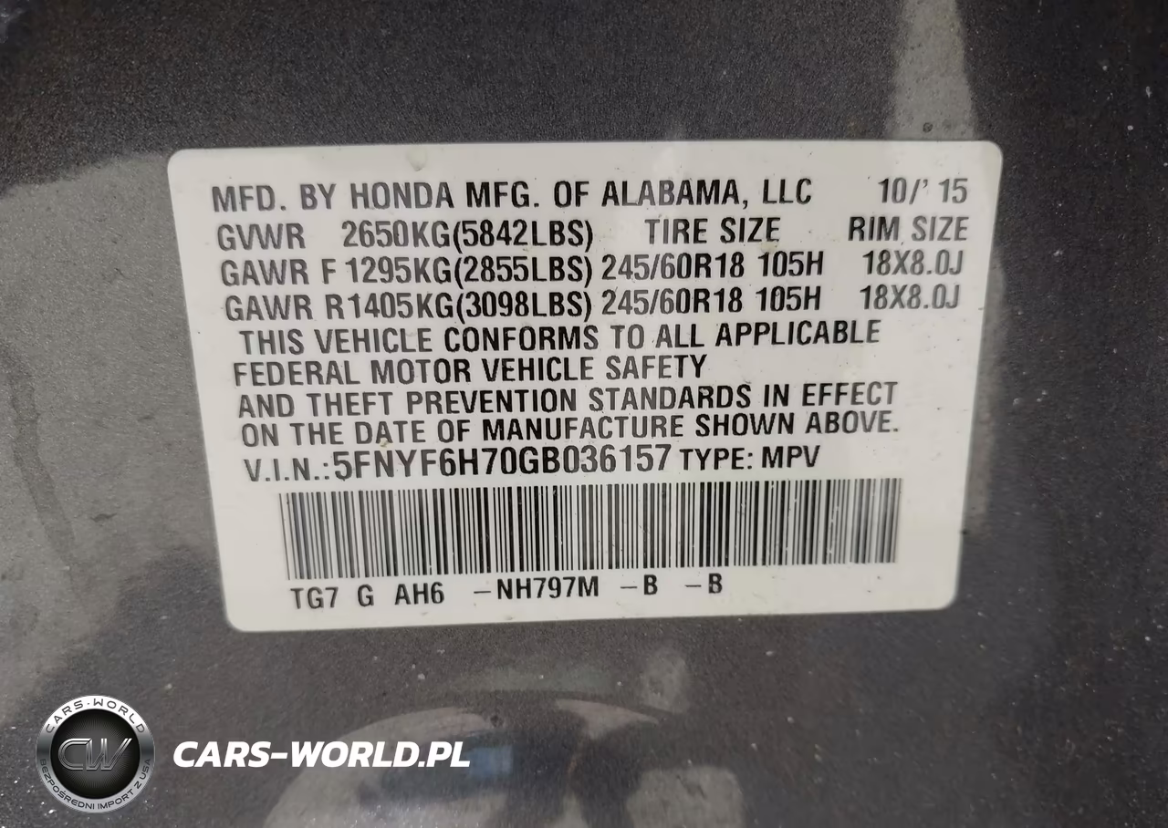 2016 Honda Pilot Ex-L VIN:5FNYF6H70GB036157 - 9
