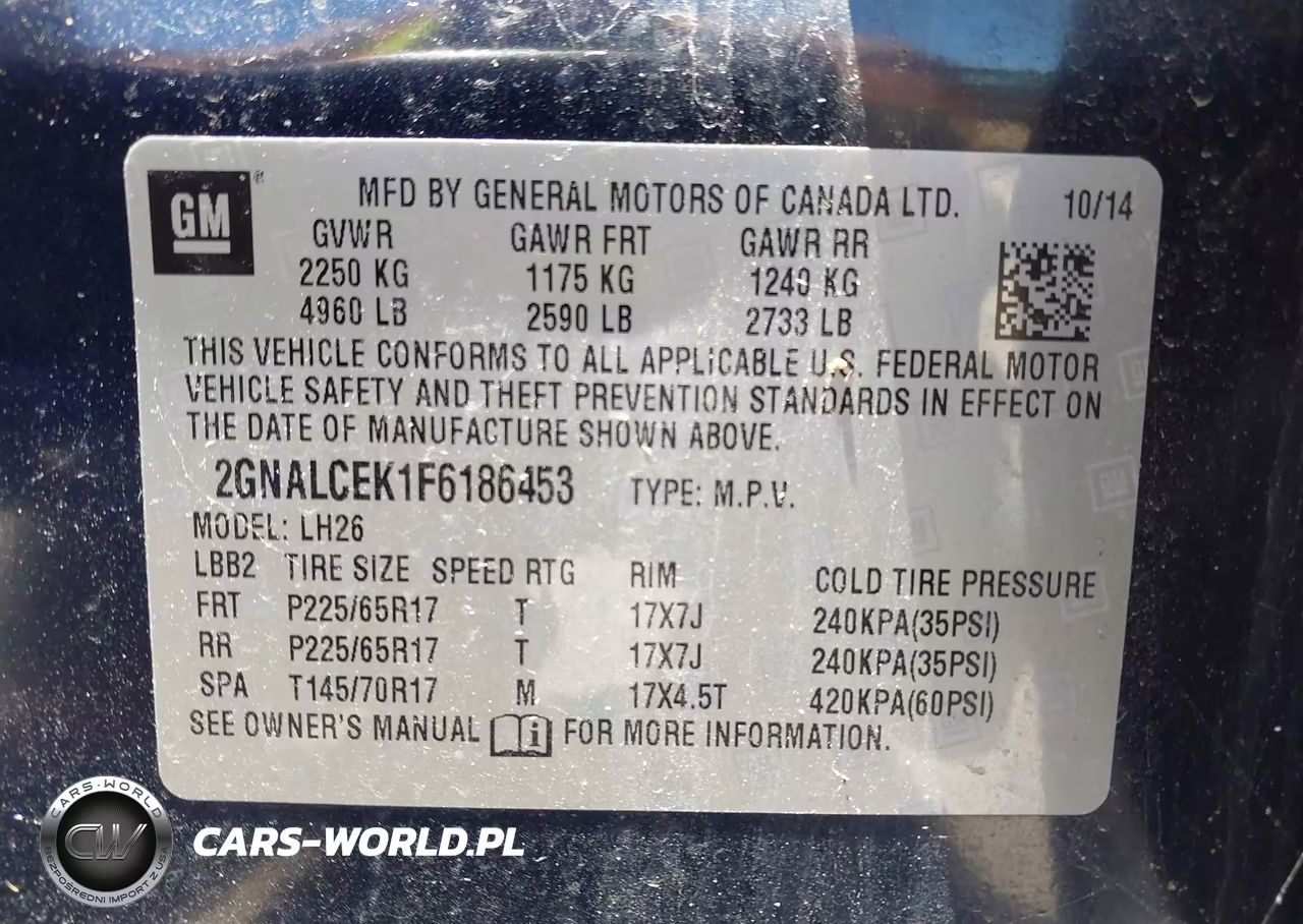 2015 Chevrolet Equinox 2Lt VIN:2GNALCEK1F6186453 - 9