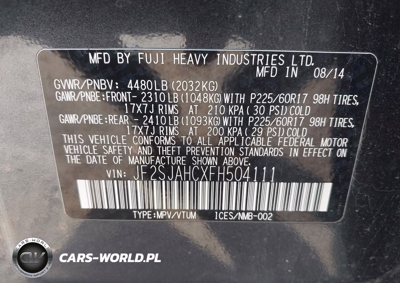 2015 Subaru Forester 2.5I Limited VIN:JF2SJAHCXFH504111 - 9