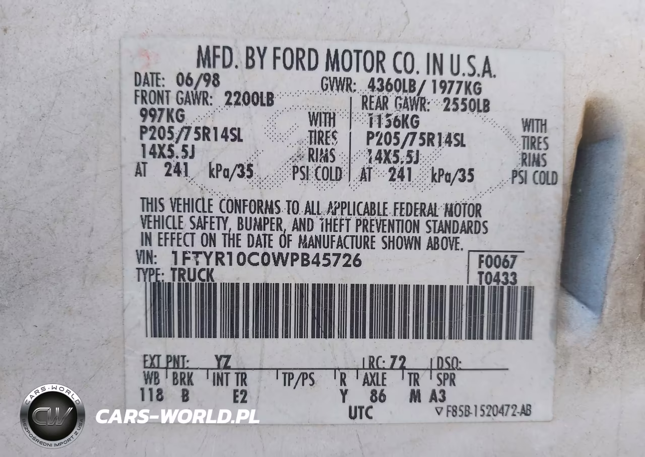 1998 Ford Ranger Splash-Xl-Xlt VIN:1FTYR10C0WPB45726 - 9