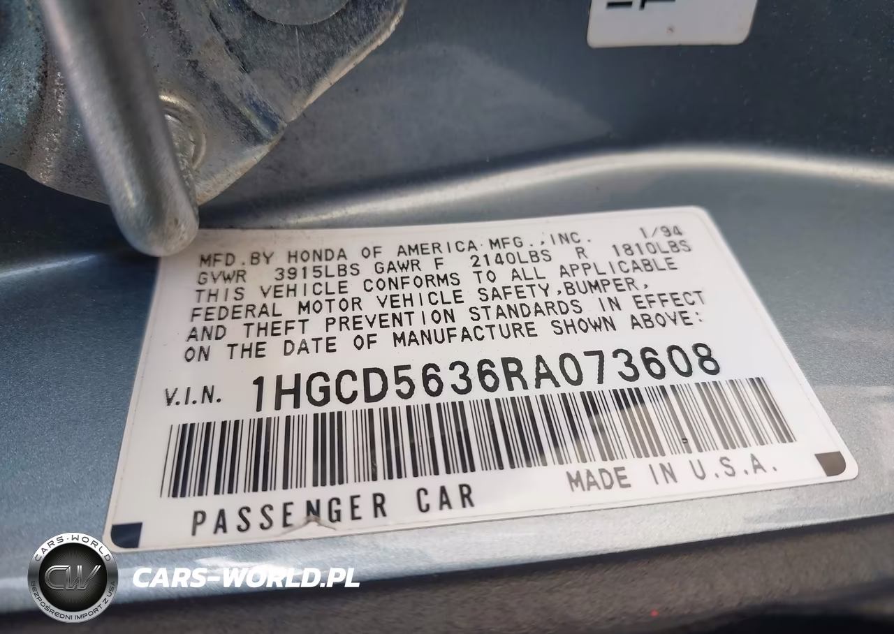 1994 Honda Accord Lx-Ex VIN:1HGCD5636RA073608 - 9
