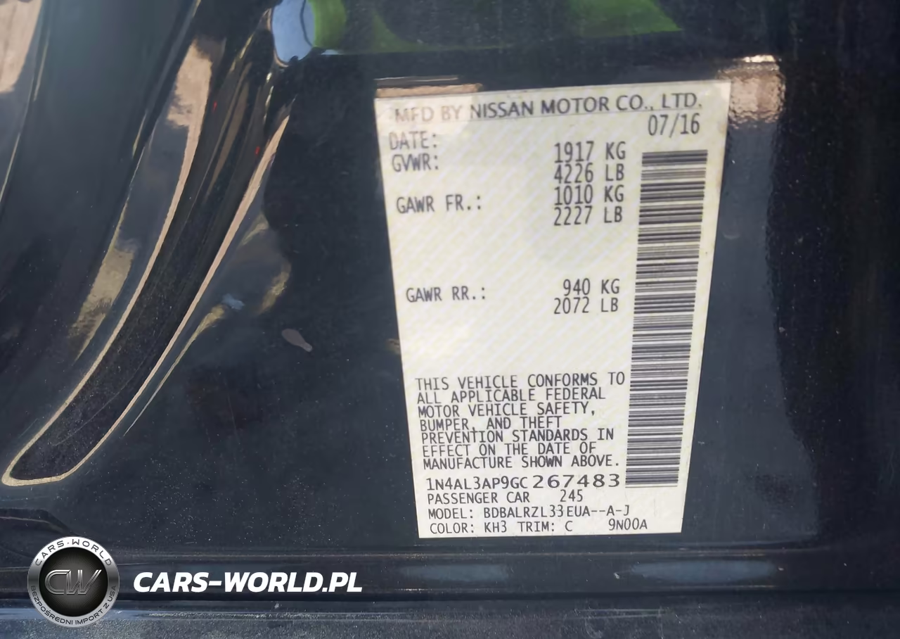 2016 Nissan Altima 2.5 Sl VIN:1N4AL3AP9GC267483 - 9
