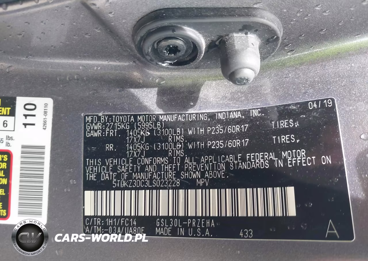 2020 Toyota Sienna Le VIN:5TDKZ3DC3LS023228 - 9