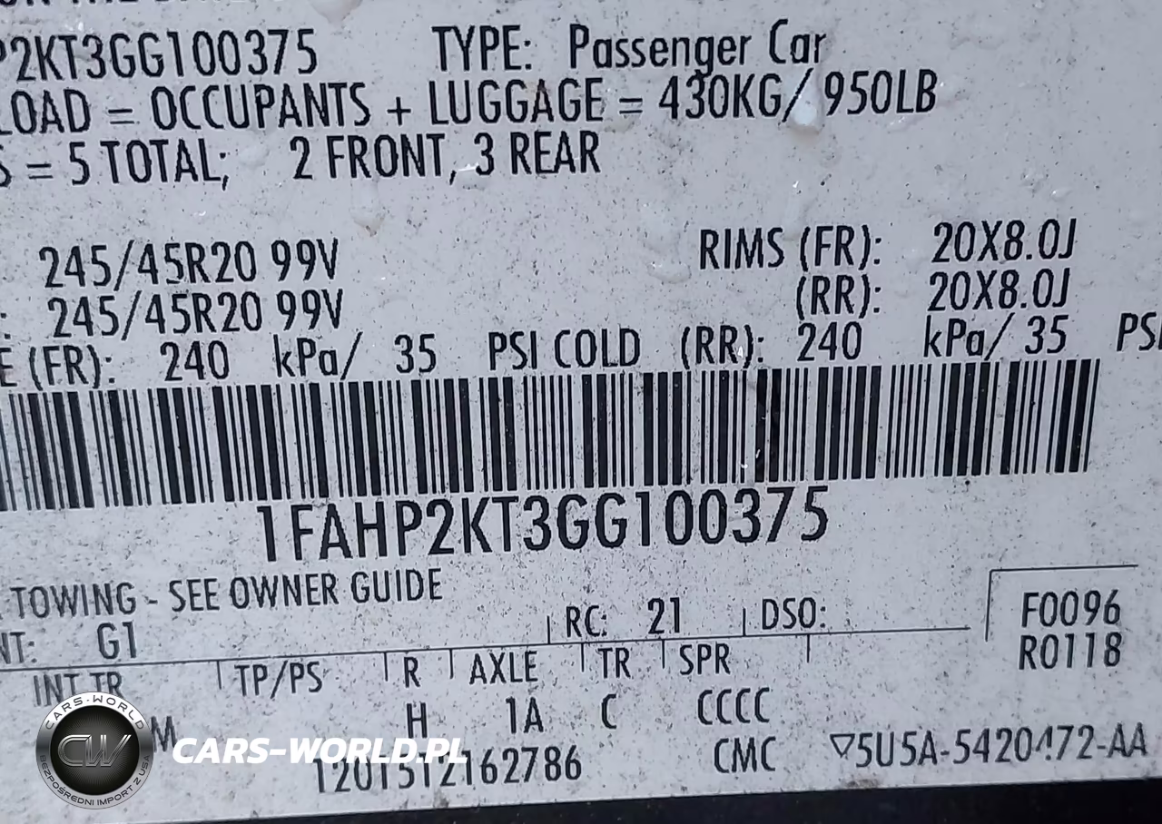 2016 Ford Taurus Sho VIN:1FAHP2KT3GG100375 - 9