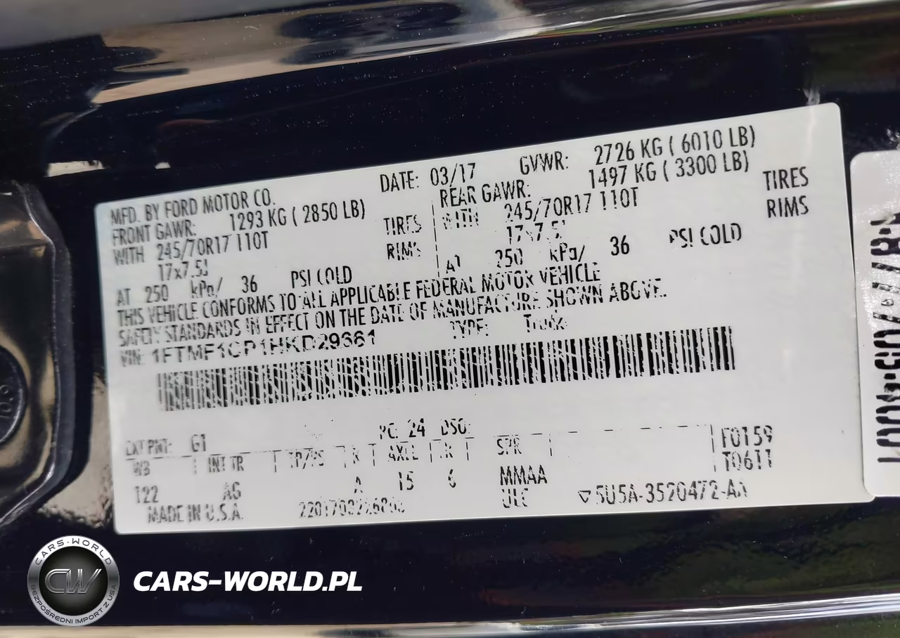 2017 Ford F-150 Xl VIN:1FTMF1CP1HKD29661 - 9