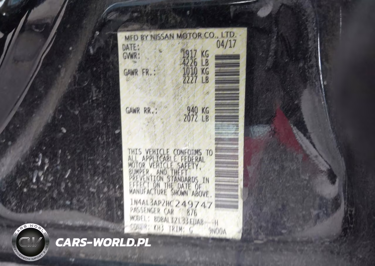 2017 Nissan Altima 2.5 Sv VIN:1N4AL3AP2HC249747 - 9