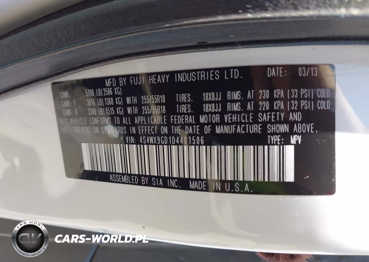 2013 Subaru Tribeca 3.6R Limited VIN:4S4WX9GD1D4401506 - 9