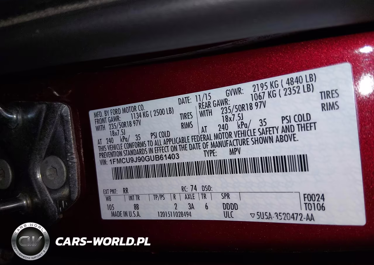 2016 Ford Escape Titanium VIN:1FMCU9J90GUB61403 - 9