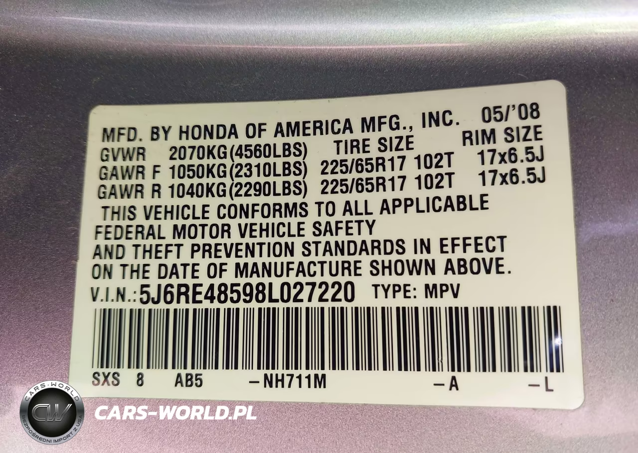 2008 Honda Cr-V Ex VIN:5J6RE48598L027220 - 9