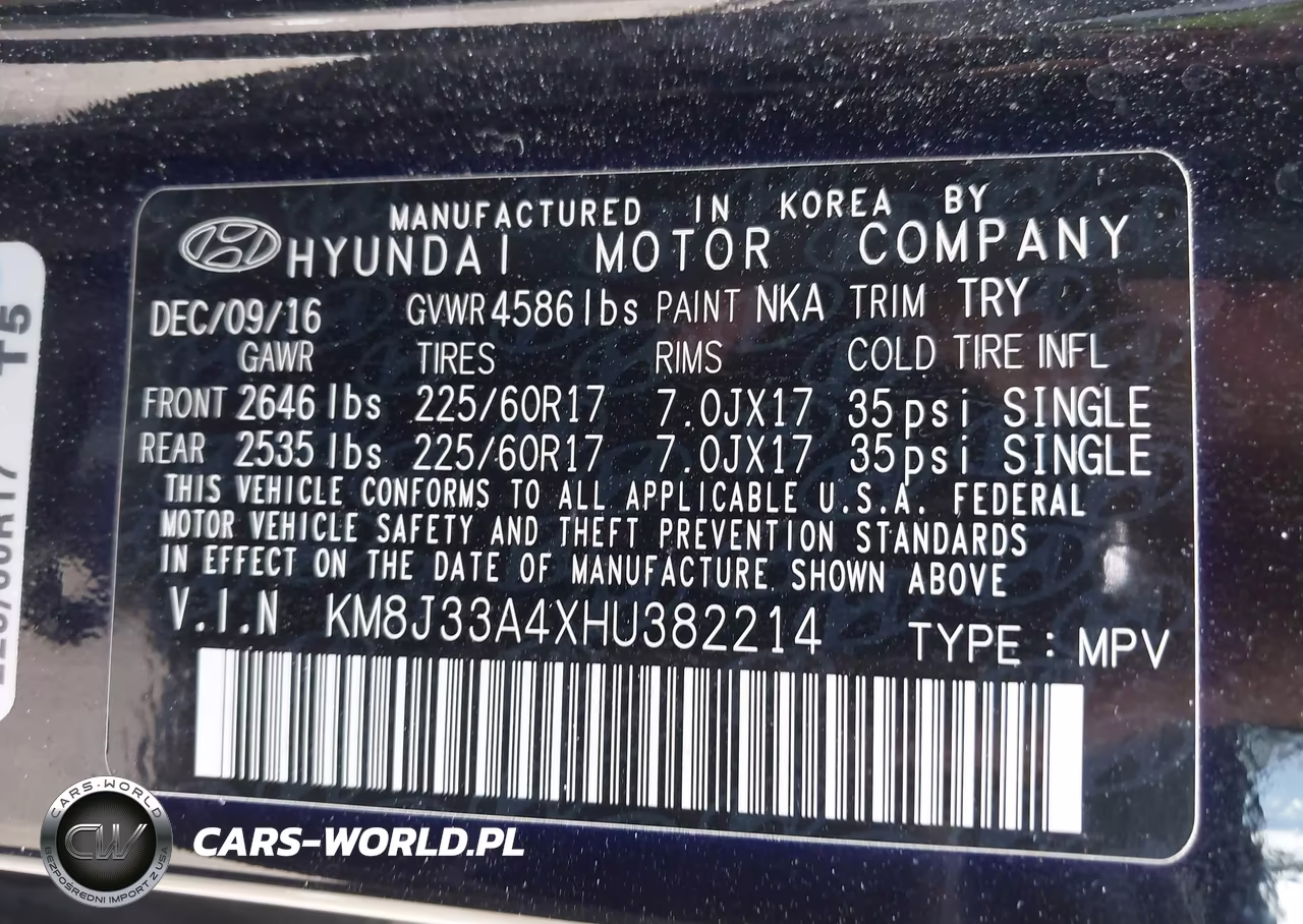 2017 Hyundai Tucson Se VIN:KM8J33A4XHU382214 - 9