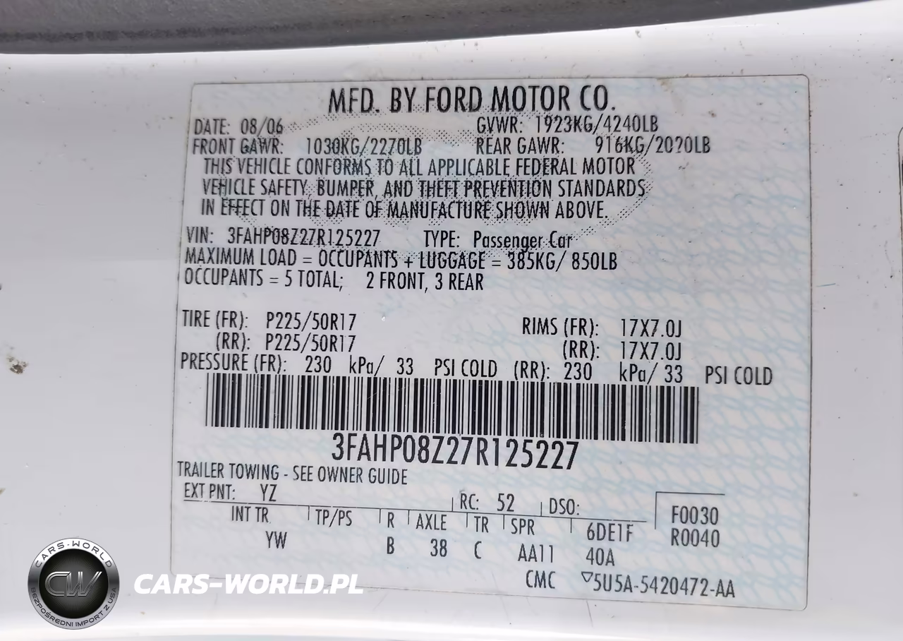 2007 Ford Fusion Sel VIN:3FAHP08Z27R125227 - 9