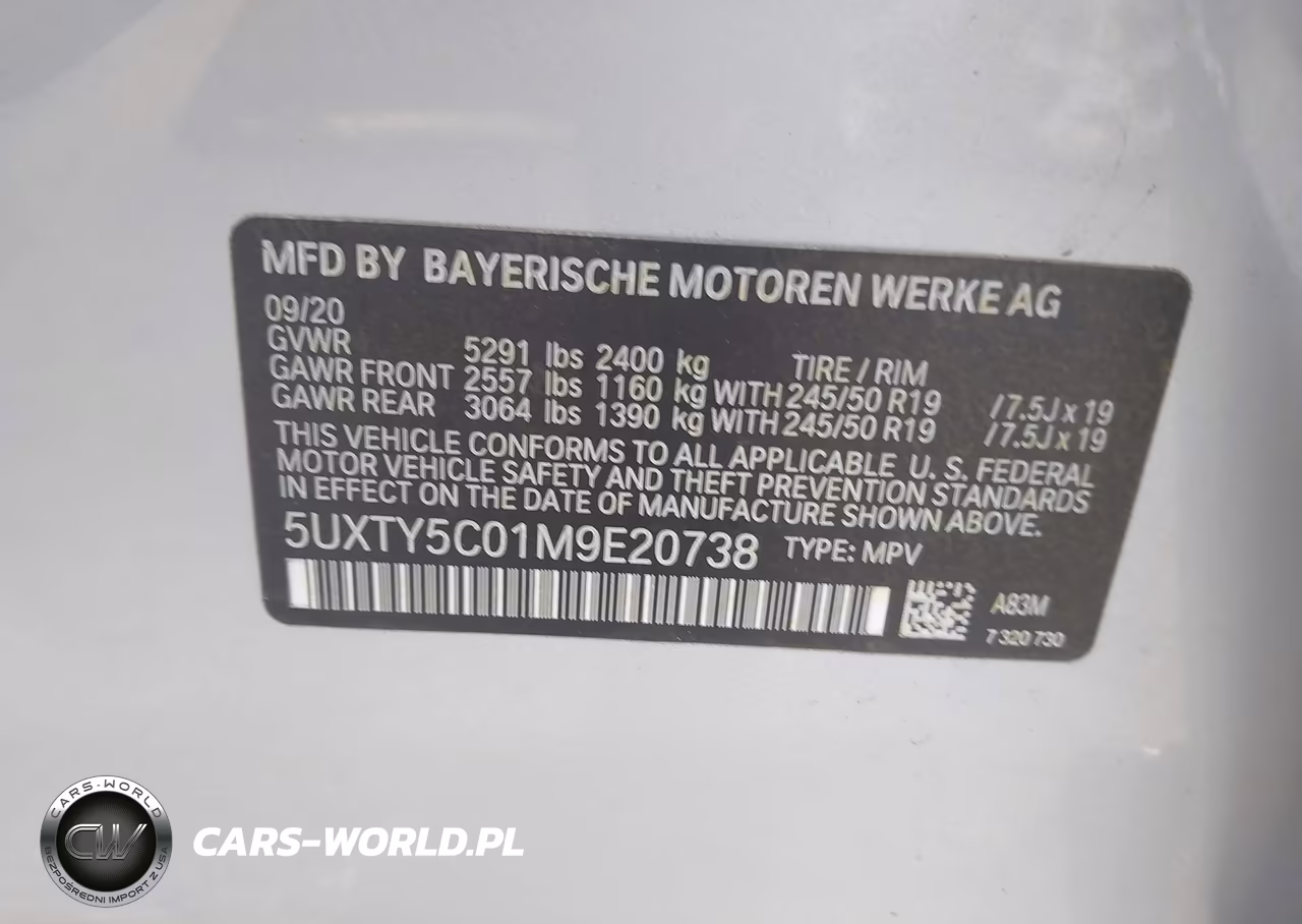 2021 BMW X3 xDrive30I VIN:5UXTY5C01M9E20738 - 9