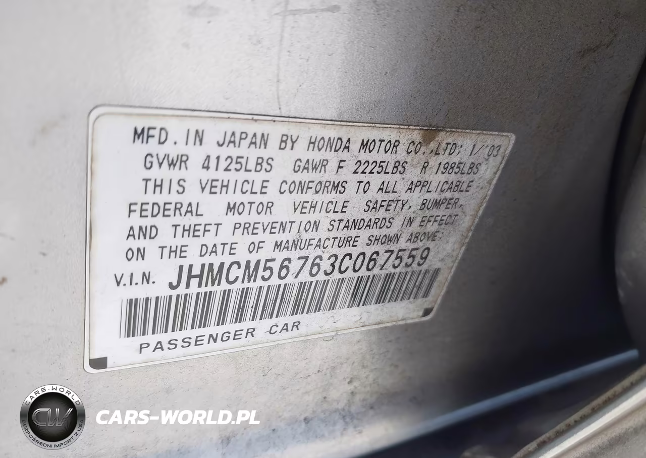 2003 Honda Accord 2.4 Ex VIN:JHMCM56763C067559 - 9