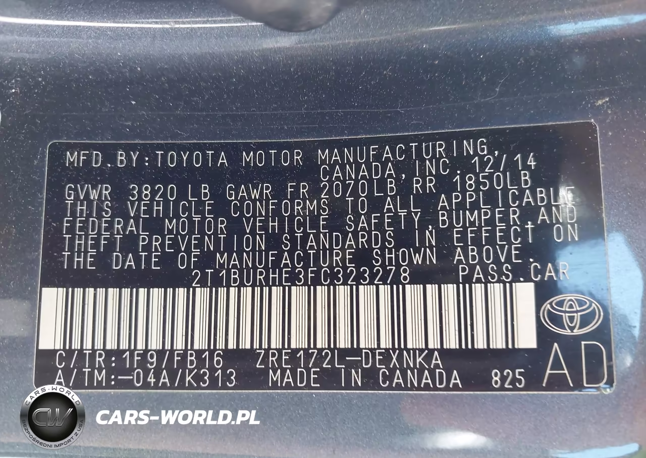 2015 Toyota Corolla Le VIN:2T1BURHE3FC323278 - 9