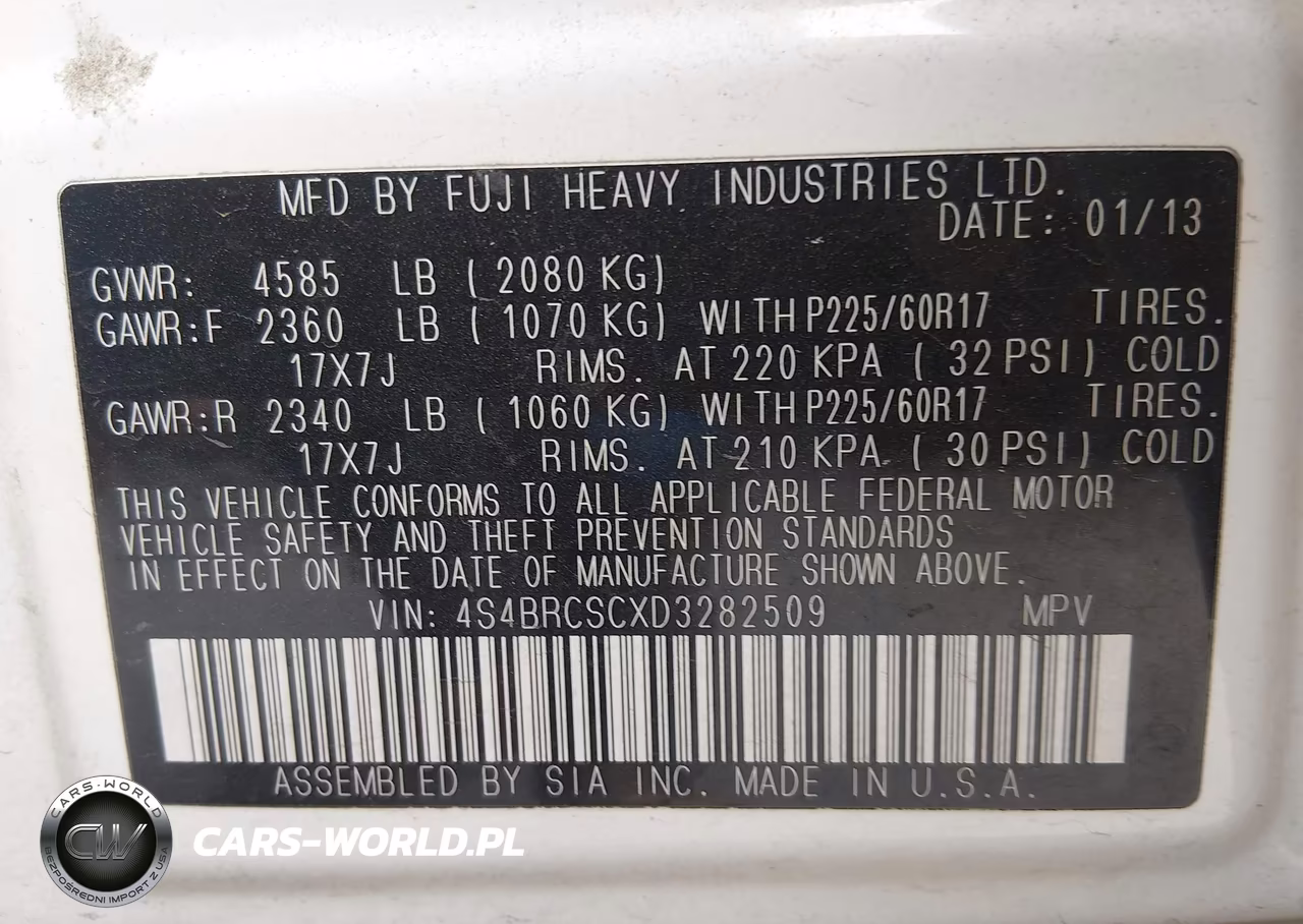 2013 Subaru Outback 2.5I Limited VIN:4S4BRCSCXD3282509 - 9