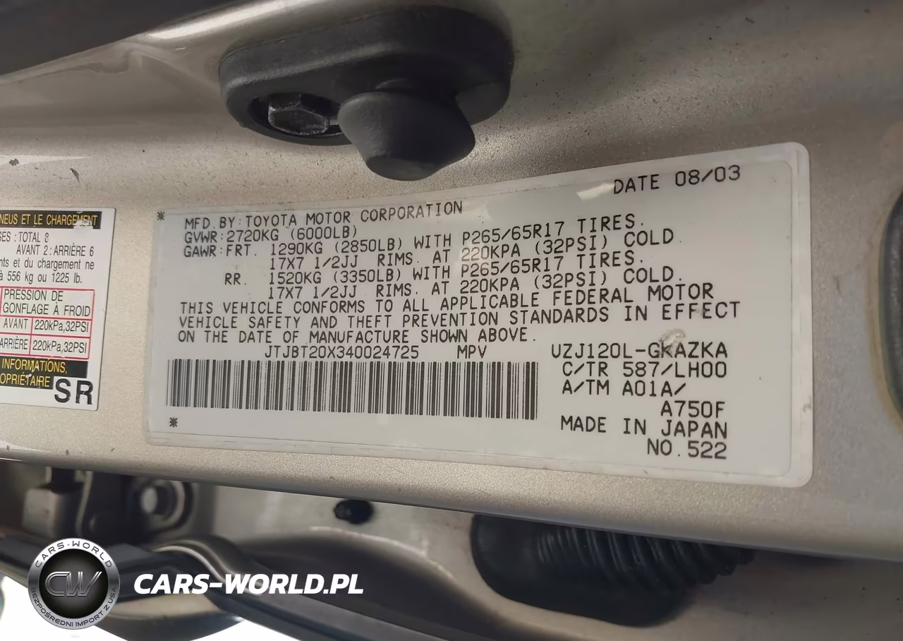 2004 Lexus Gx 470 VIN:JTJBT20X340024725 - 9