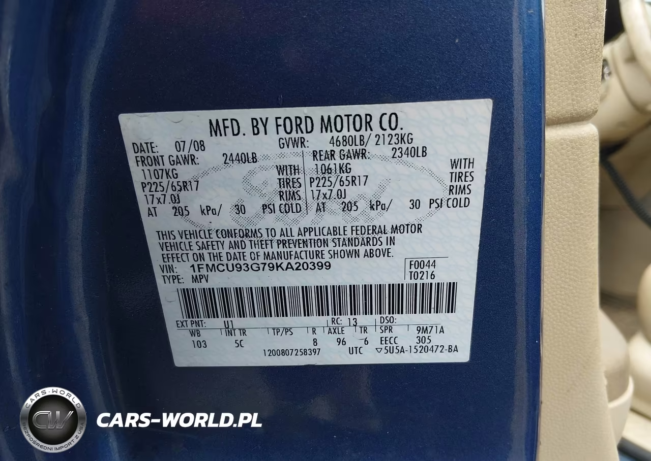 2009 Ford Escape Xlt VIN:1FMCU93G79KA20399 - 9