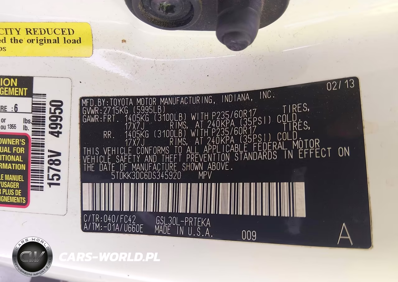 2013 Toyota Sienna Le V6 8 Passenger VIN:5TDKK3DC6DS345920 - 9