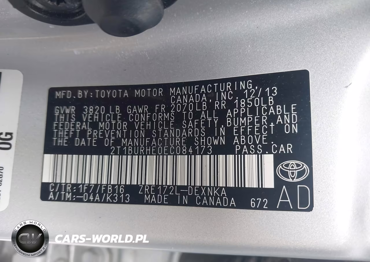 2014 Toyota Corolla Le VIN:2T1BURHE0EC084173 - 9